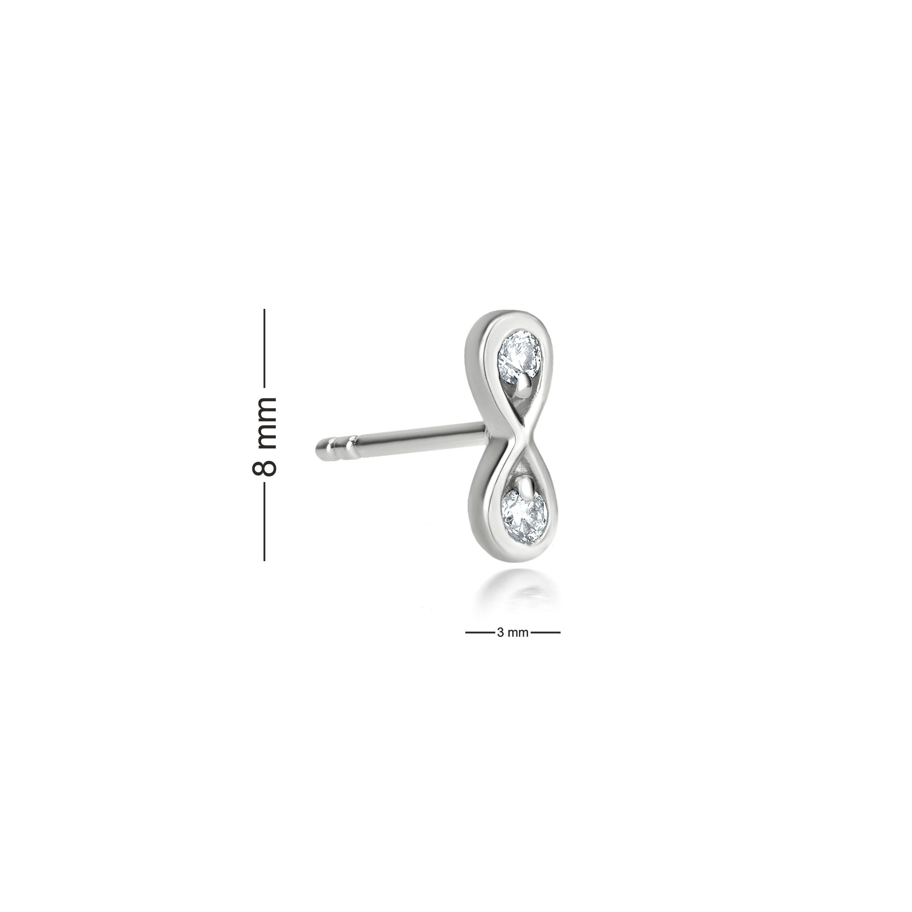Luxle Diamond Infinity Stud Earrings in 18k White Gold In New Condition In New York, NY