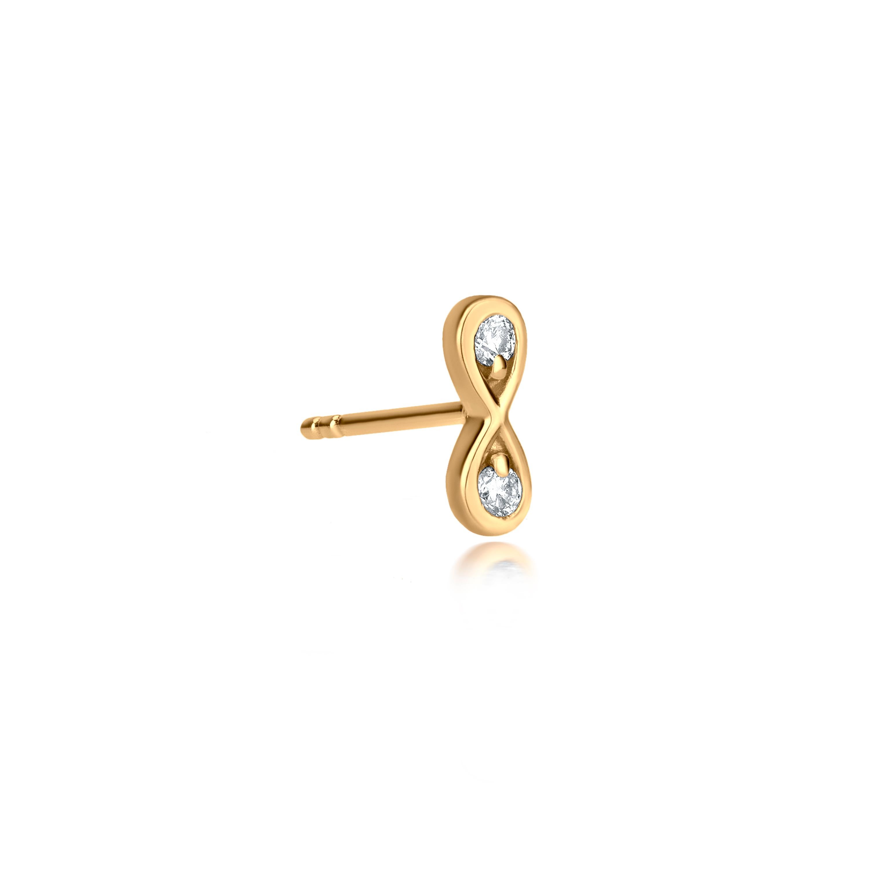 Contemporary Luxle Diamond Infinity Stud Earrings in 18k Yellow Gold
