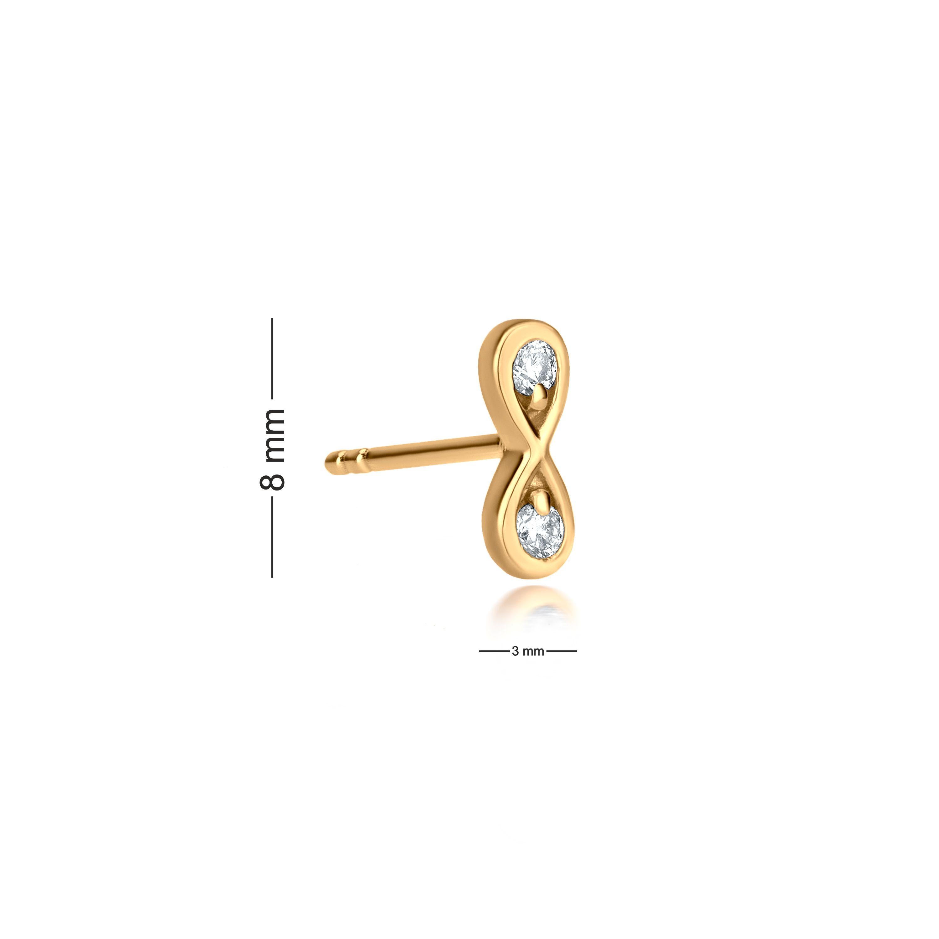 Luxle Diamond Infinity Stud Earrings in 18k Yellow Gold 3