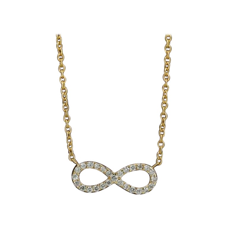 Diamant-Halskette mit Unendlichkeitssymbol-Anhänger aus 14k massivem Gold