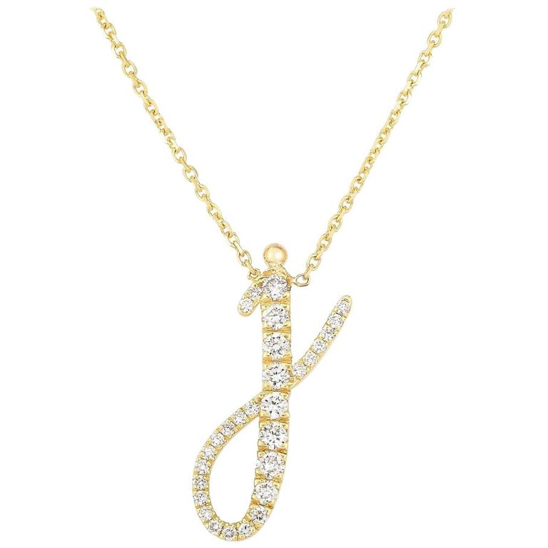 Diamond Initial Customized Script Necklace, Gold, Ben Dannie For Sale ...
