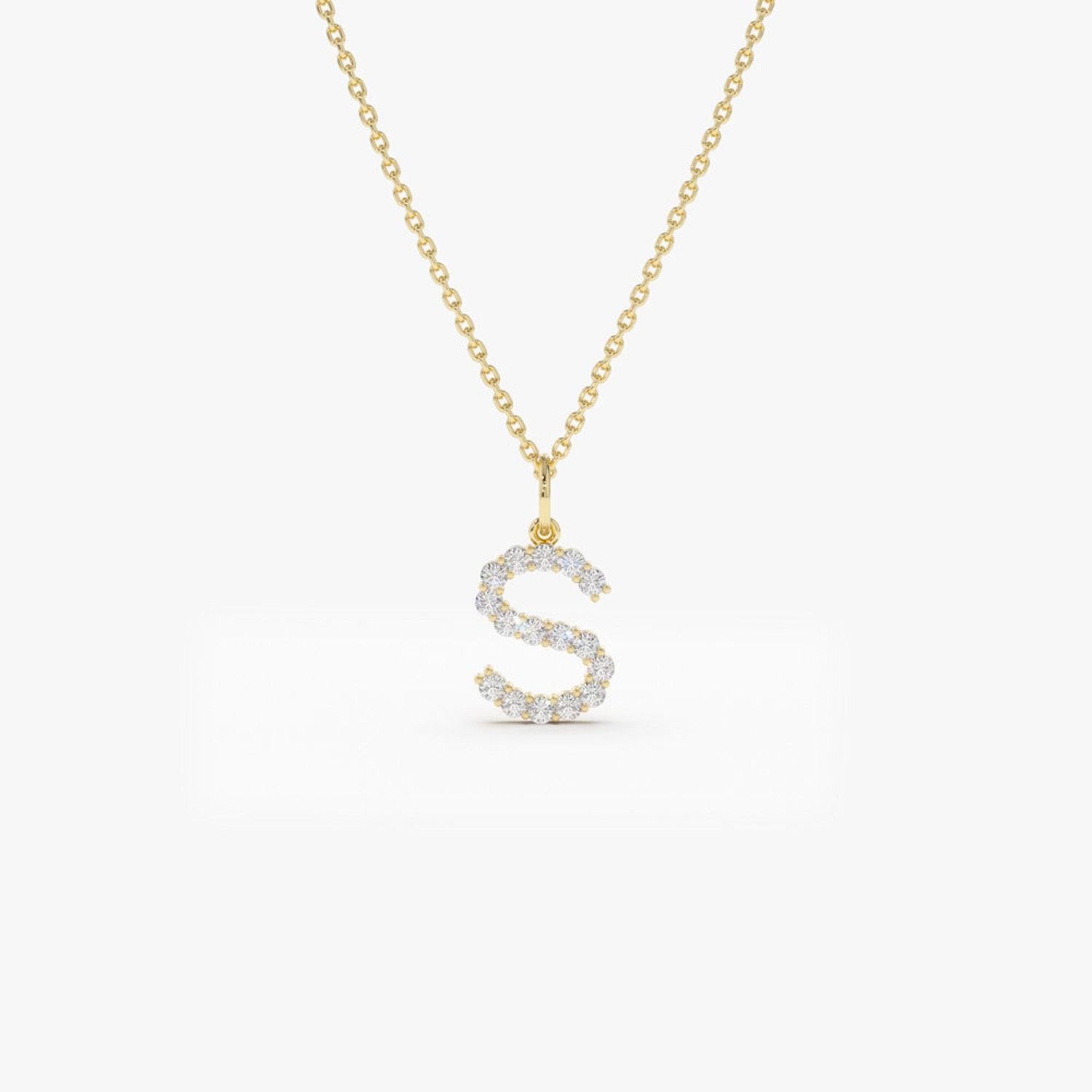 Diamond Initial Necklace / 14k Gold Initial Necklace /  / Letter Name Necklace For Sale 1