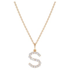 Diamant-Initial-Halskette / 14k Gold-Initial-Halskette /  Buchstabe Name-Halskette