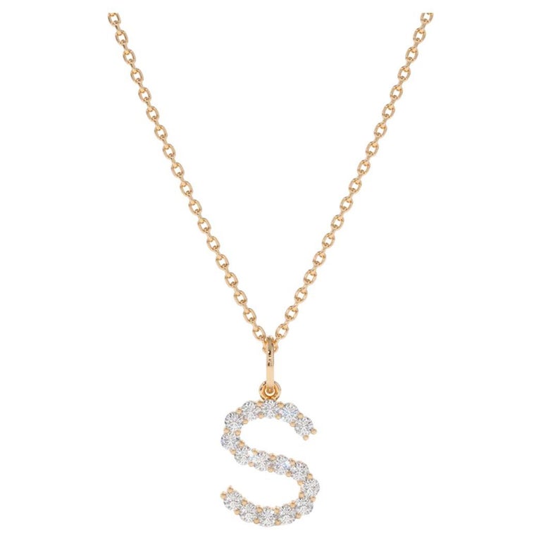 Diamond Initial Necklace / 14k Gold Initial Necklace / / Letter Name ...