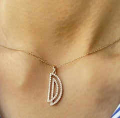 Diamond Initial Necklace D Letter Alphabet Pendant 14k Gold