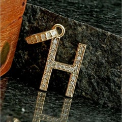 Collier pendentif unisexe sur mesure en jaune 14 carats avec diamants d'alphabet initial