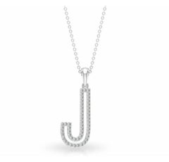 Diamond Initial Pendant J Letter Necklace Diamond Pendant in 14k Solid Gold