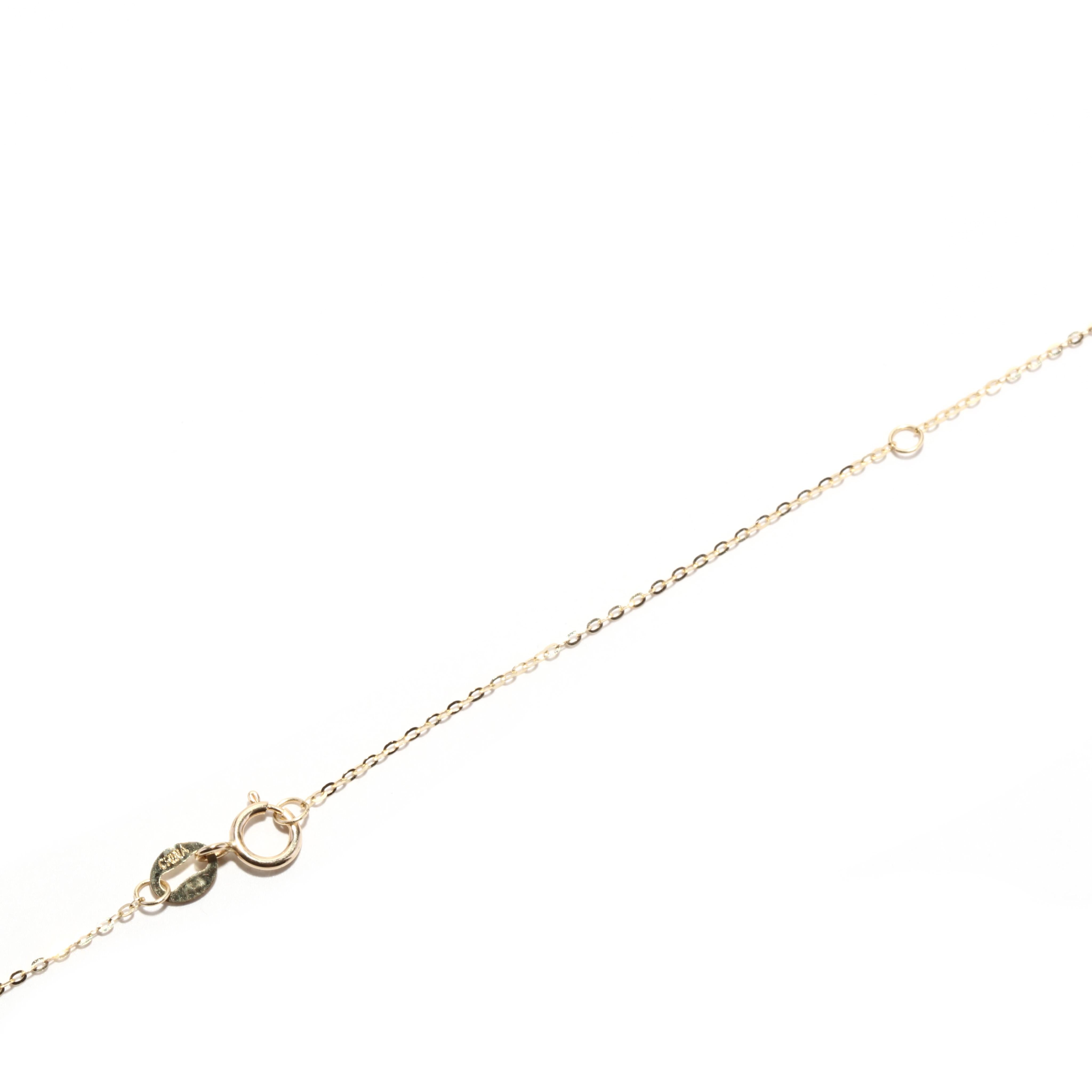 Diamond Initial R Necklace, 14K Yellow Gold, Length 16 Inches, Single Stone 1