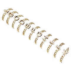 Diamond Initial Rings, Natural Diamond Letter Charm Rings, Stackable Alphabets