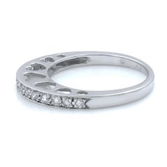 Diamond Inset Heart Cut Out Wedding Band 14K White Gold 0.50cttw
