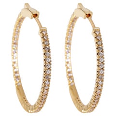 Diamond Inside Out Hoop Earring in 18K Yellow Gold '1 CTW'
