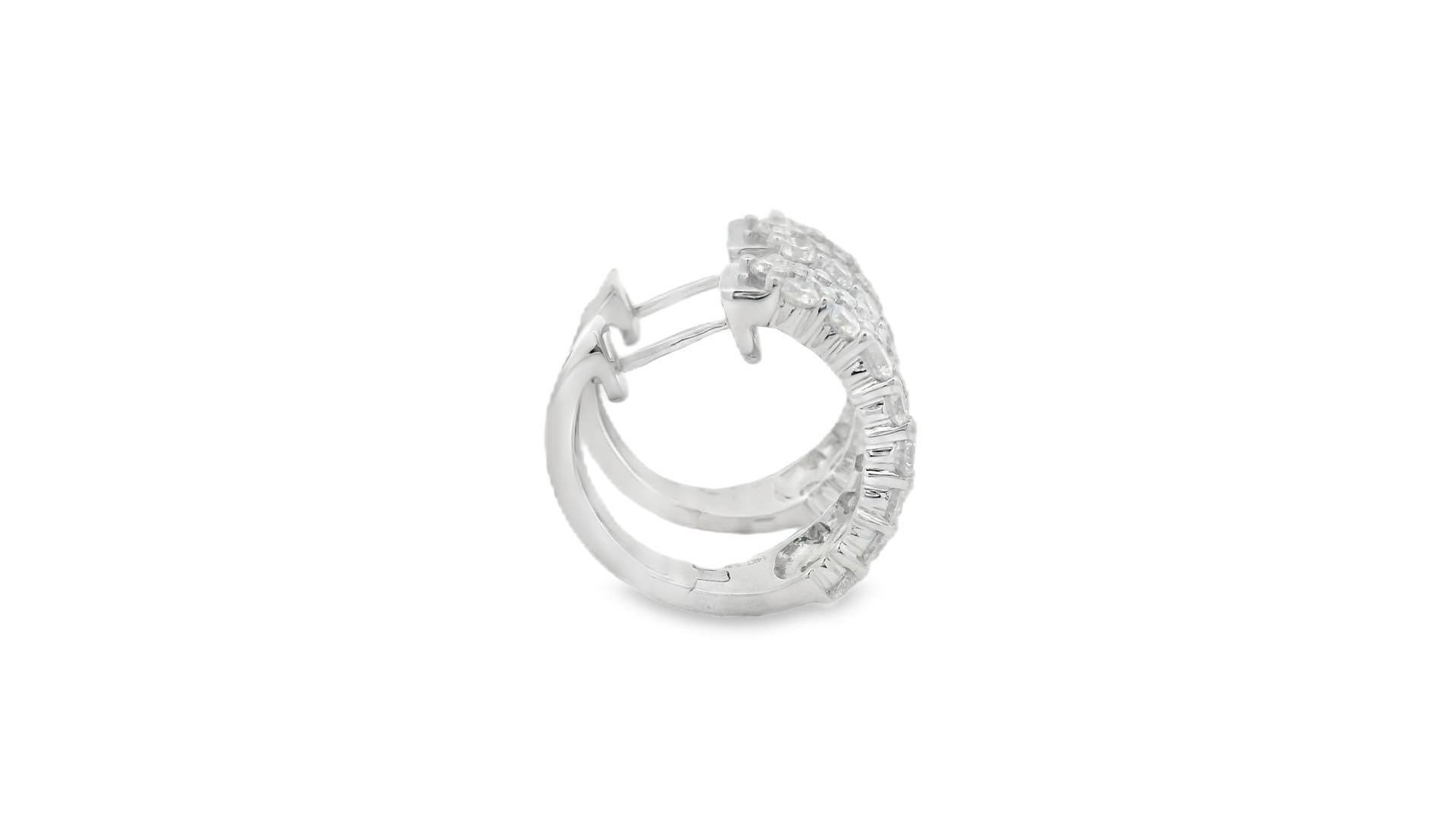 Diamond Inside-Out Hoop Earrings 4.00ct in 14K White Gold en venta 1