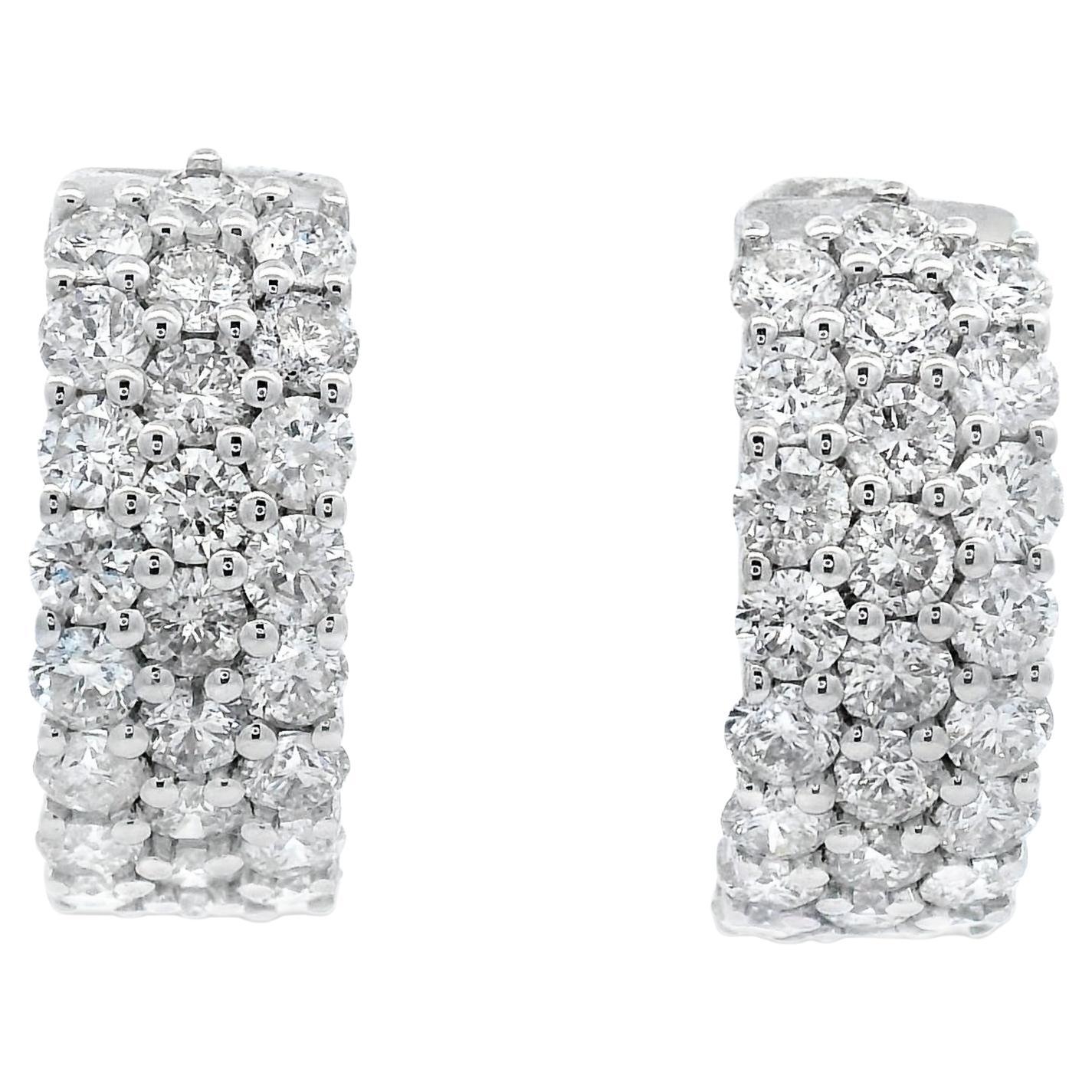 Orecchini a cerchio con diamante Inside-Out da 4,00 carati in oro bianco 14K