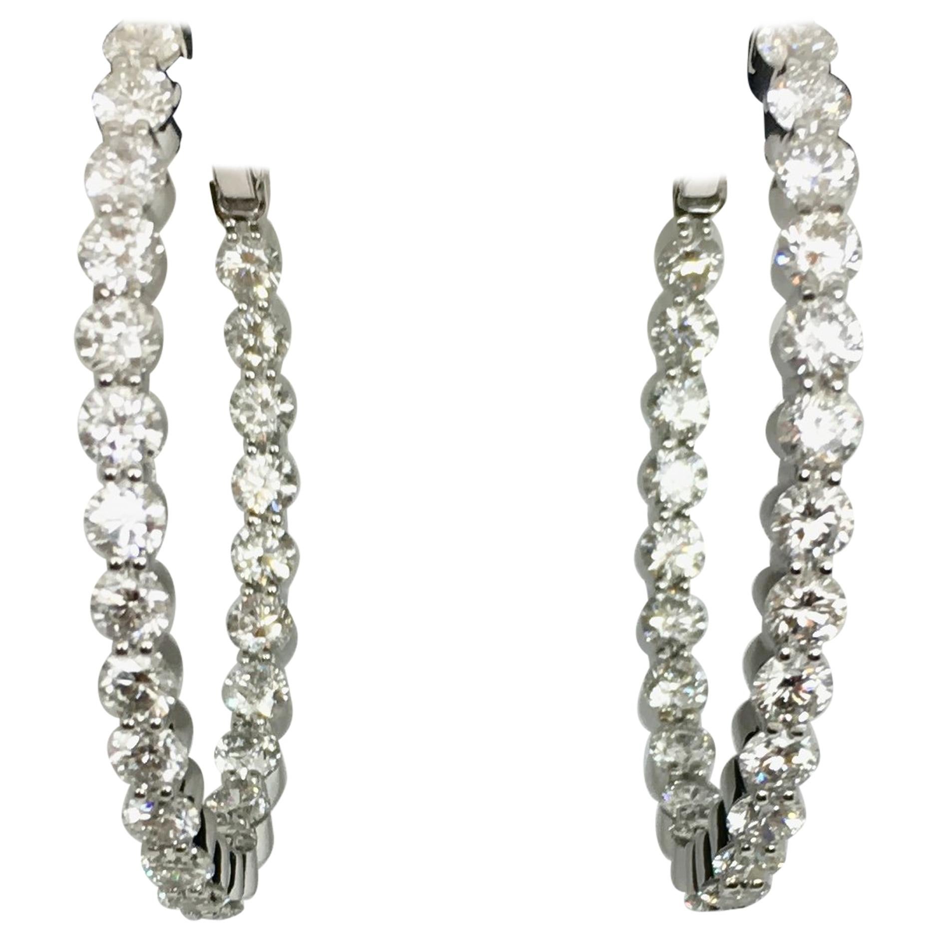 Diamond Inside Out Hoop Earrings 6 Carat For Sale