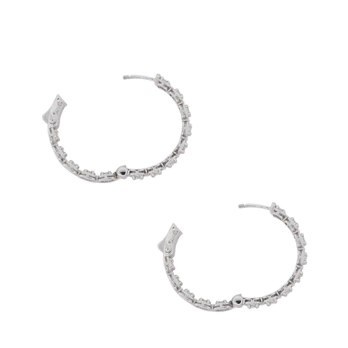 Round Cut Diamond Inside Out Hoop Earrings