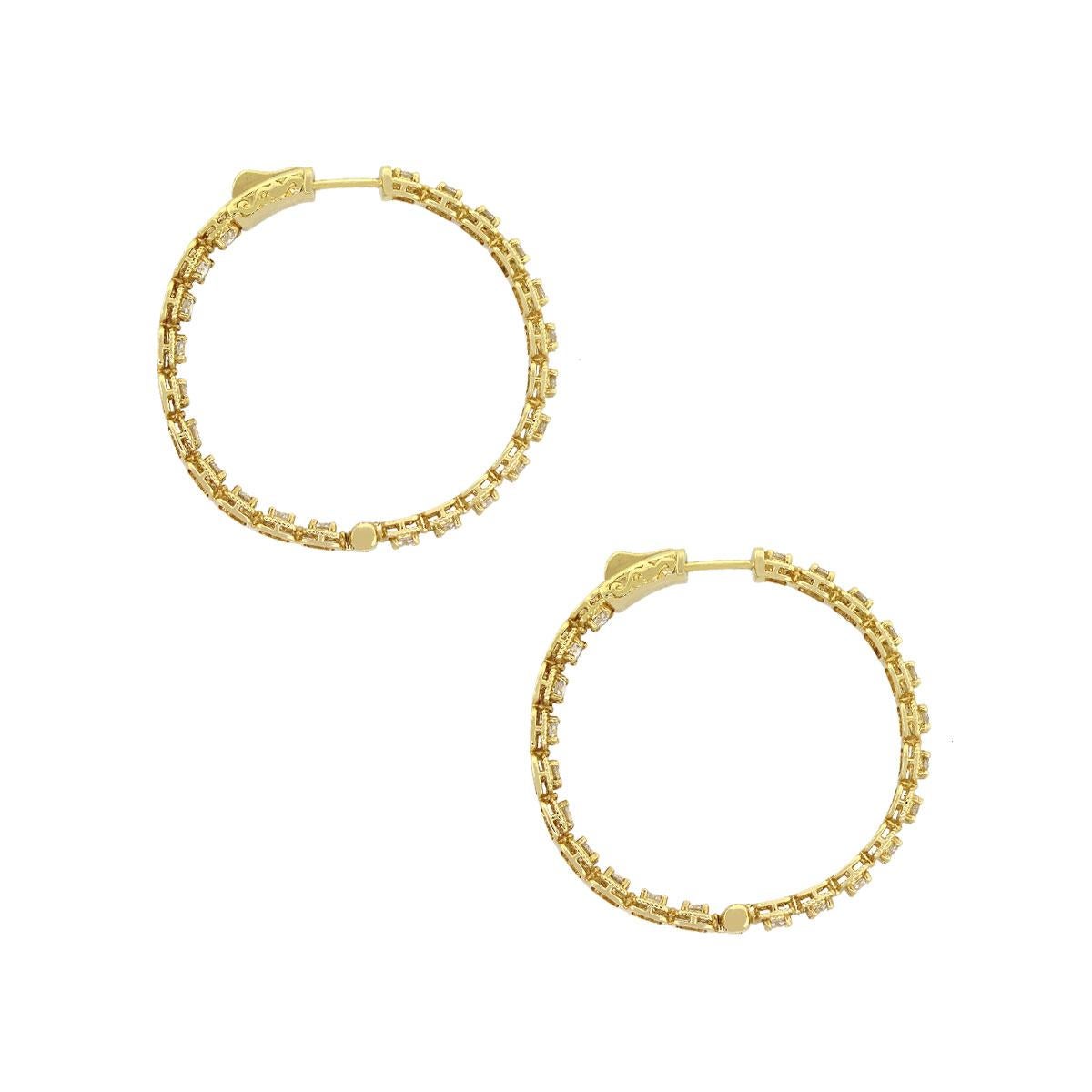 Round Cut Diamond Inside Out Hoop Earrings