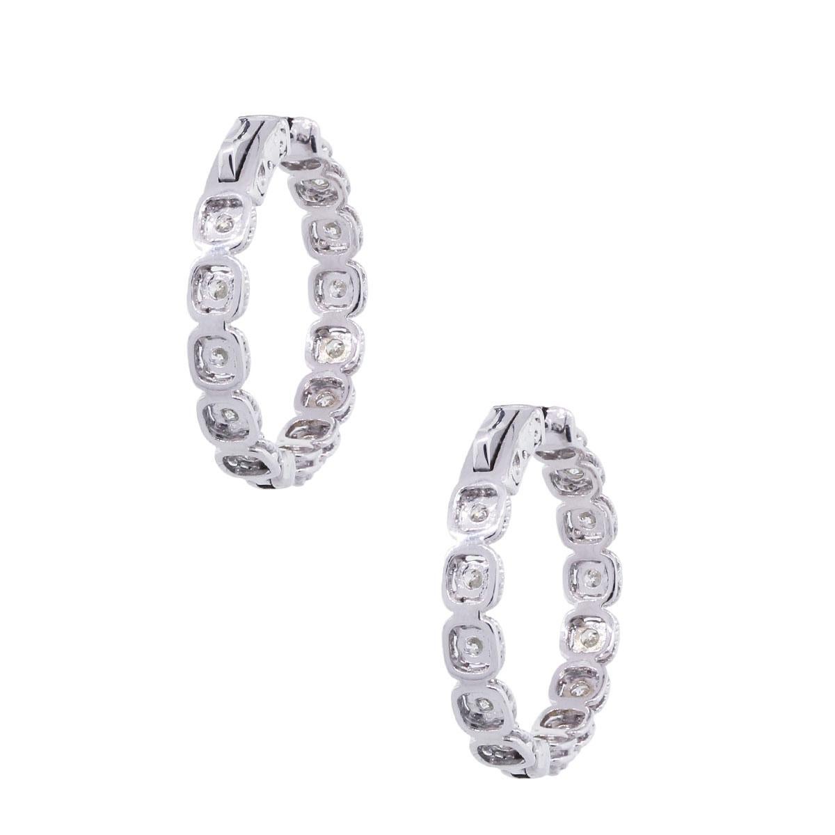 Diamond Inside Out Hoop Earrings In Excellent Condition In Boca Raton, FL