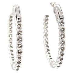 Diamond "Inside-Out" Hoop Earrings in 14k White Gold, 2.05 Carats Total