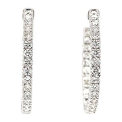 Diamond "Inside-Out" Hoop Earrings in 14k White Gold, 2.05 Carats Total