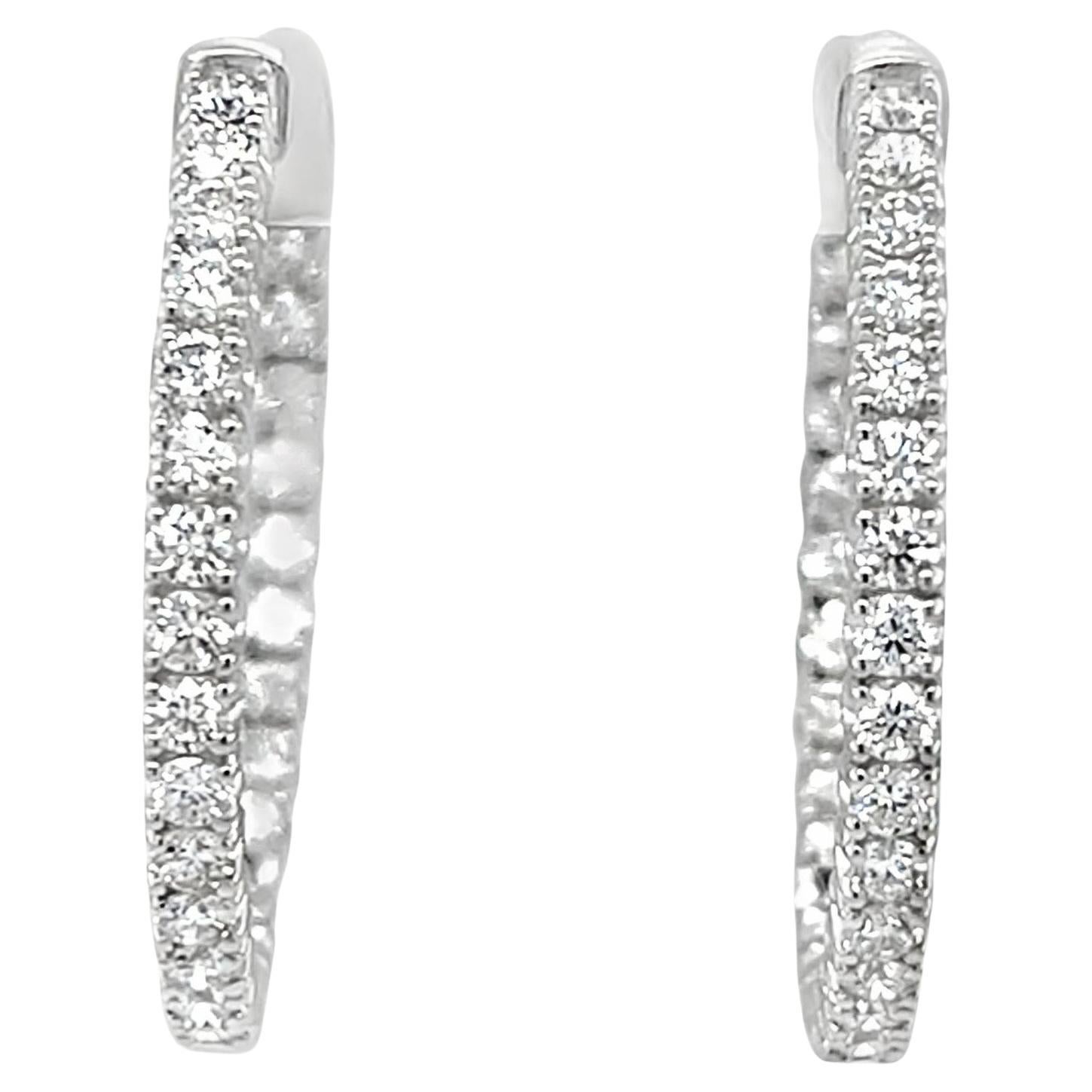 Diamond "Inside-Out" Hoop Earrings in 14k White Gold, 2.05 Carats Total For Sale