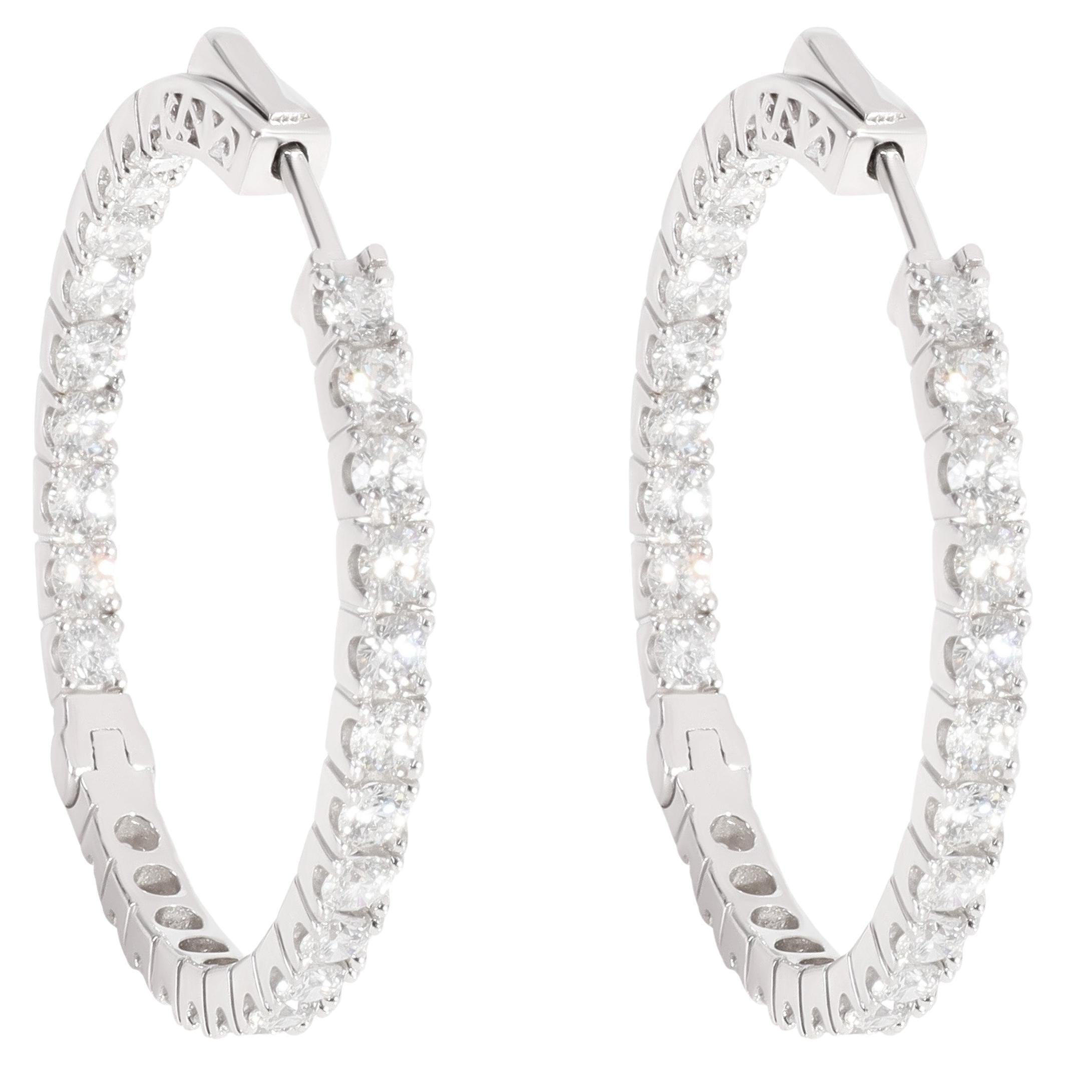 Diamond Inside Out Hoop Earrings in 14K White Gold 3.00 CTW