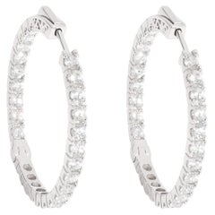 Diamond Inside Out Hoop Earrings in 14K White Gold 3.00 CTW