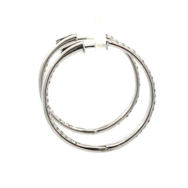 Modern Diamond Inside-Out Hoops Earrings 1.50 Carat in 14k White Gold For Sale
