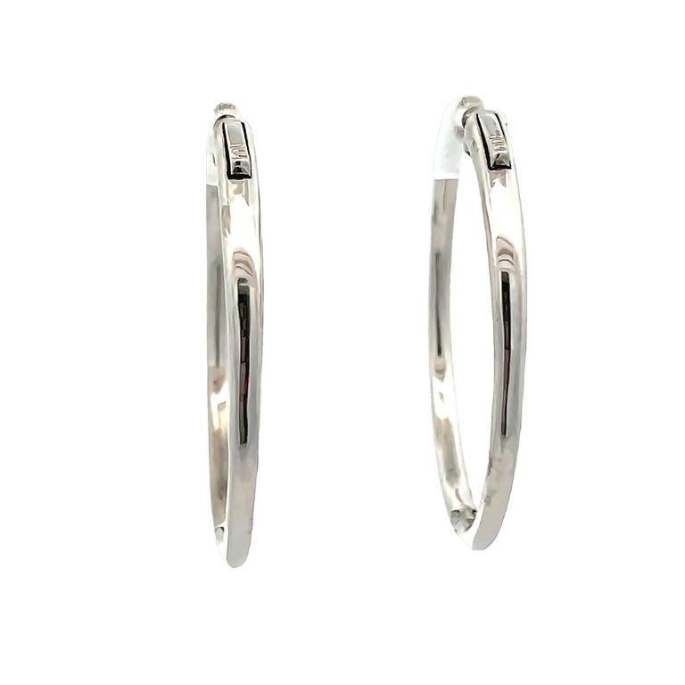 Round Cut Diamond Inside-Out Hoops Earrings 1.50 Carat in 14k White Gold For Sale