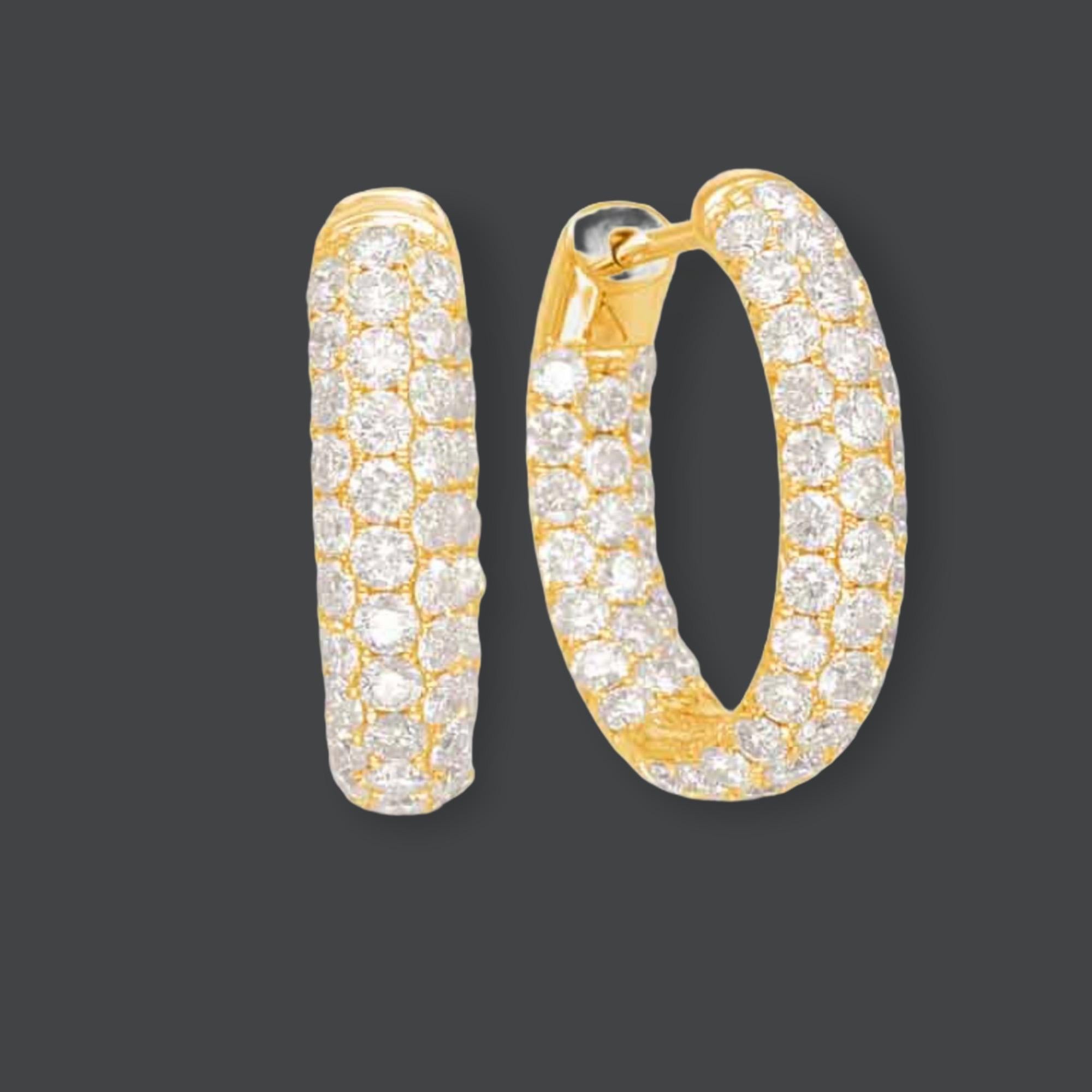 Round Cut Diamond Inside Out Hoops For Sale