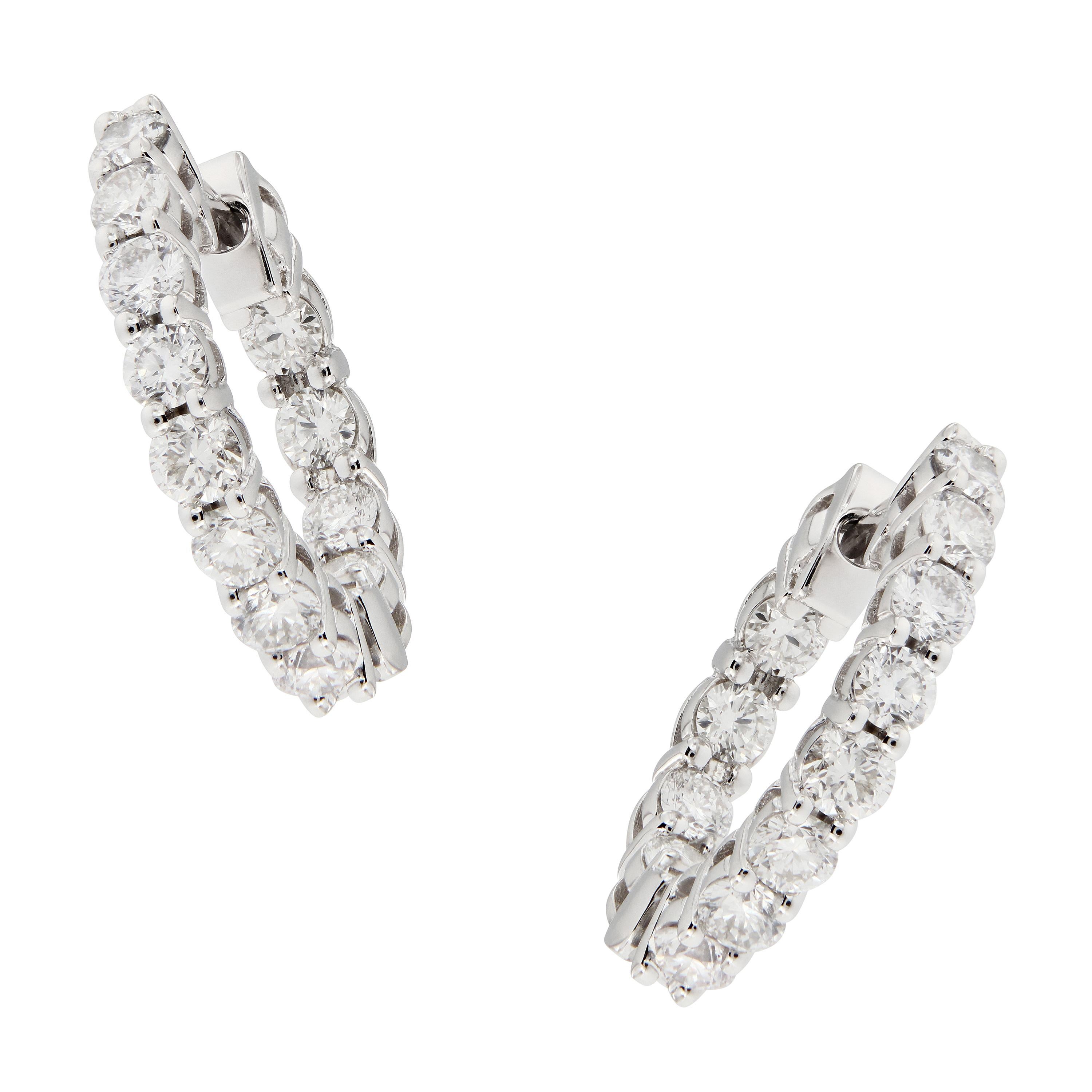 Diamond Inside-Out White Gold Hoop Earrings