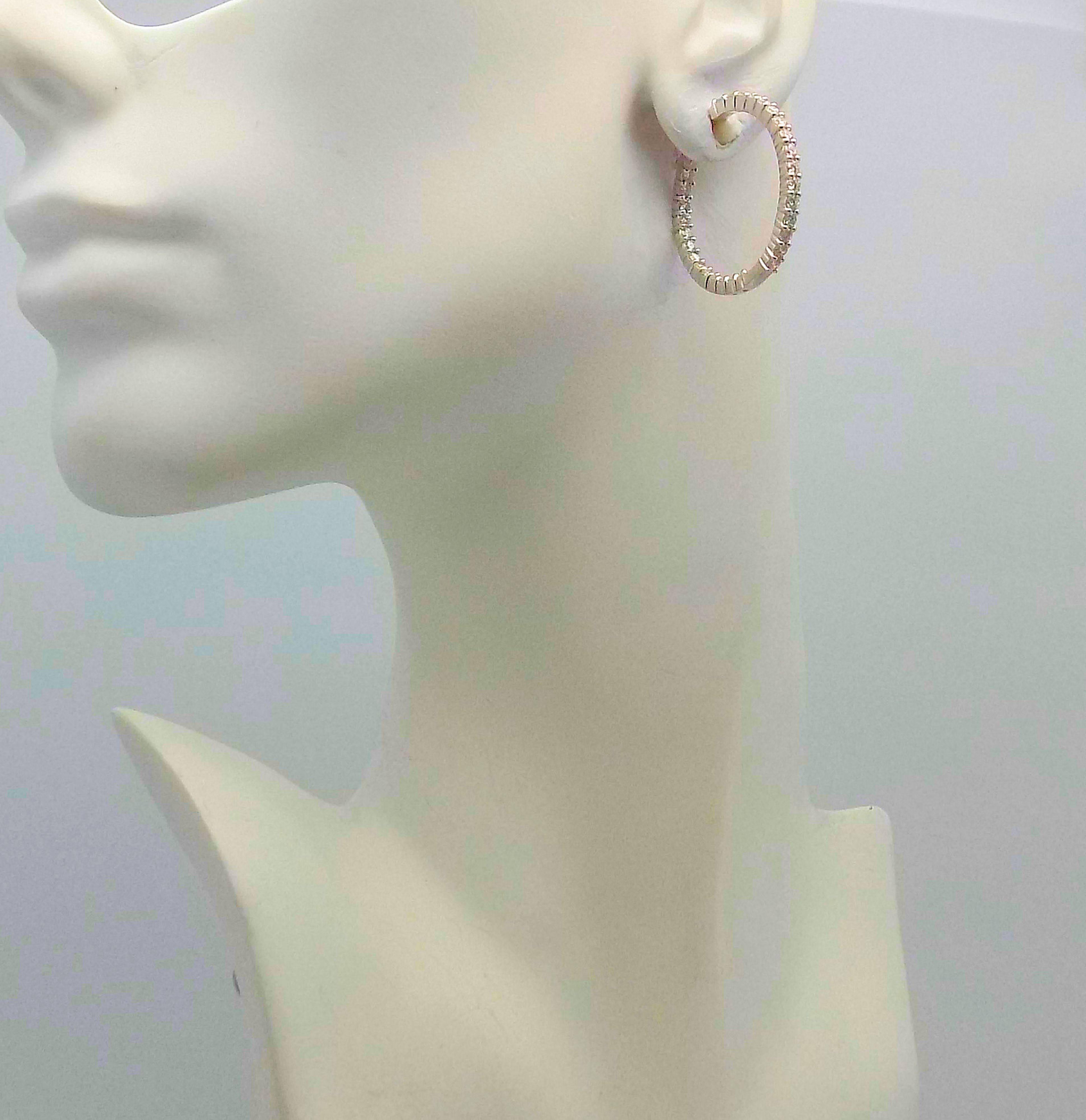 Diamond Inside-Outside Hoop Earrings by Roberto Coin 2