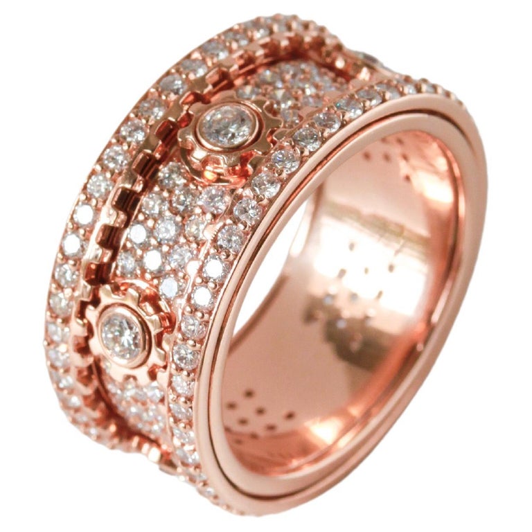 Diamond Interactive Gear Ring in 18K Rose Gold with 2.16ct Natural VVS Diamonds