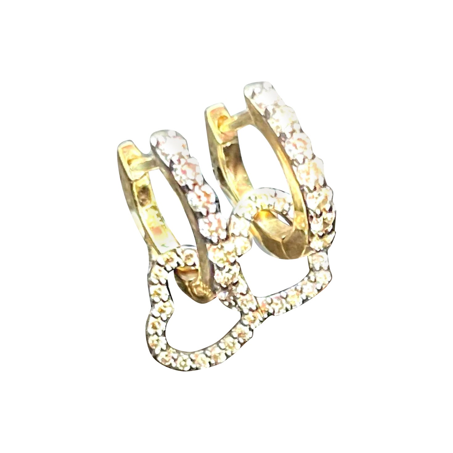 Pendientes en forma de aro de oro amarillo de 14 quilates (o 18 quilates bajo pedido) con diamantes entrelazados en venta