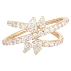 0.96ct Diamond & Emerald 14K Gold Open Wrap Ring