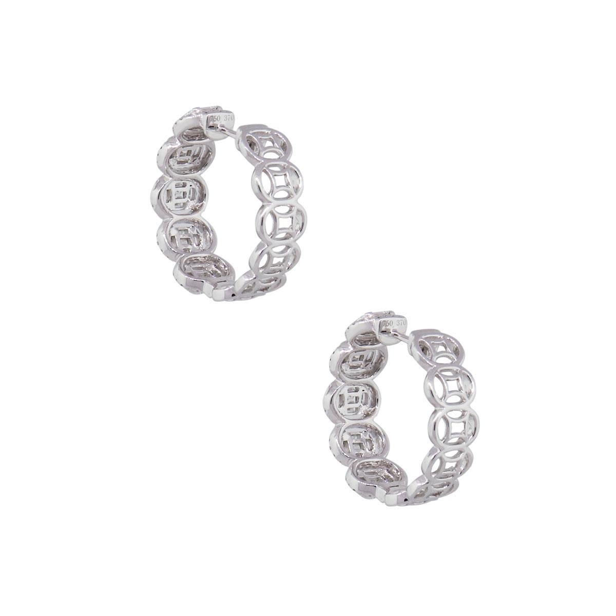Round Cut Diamond Invisible Set Halo Hoop Earrings