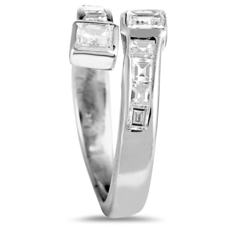 Single Line Invisible Setting Ring Diamond Invisible Setting White Gold Bypass Ring at 1stDibs