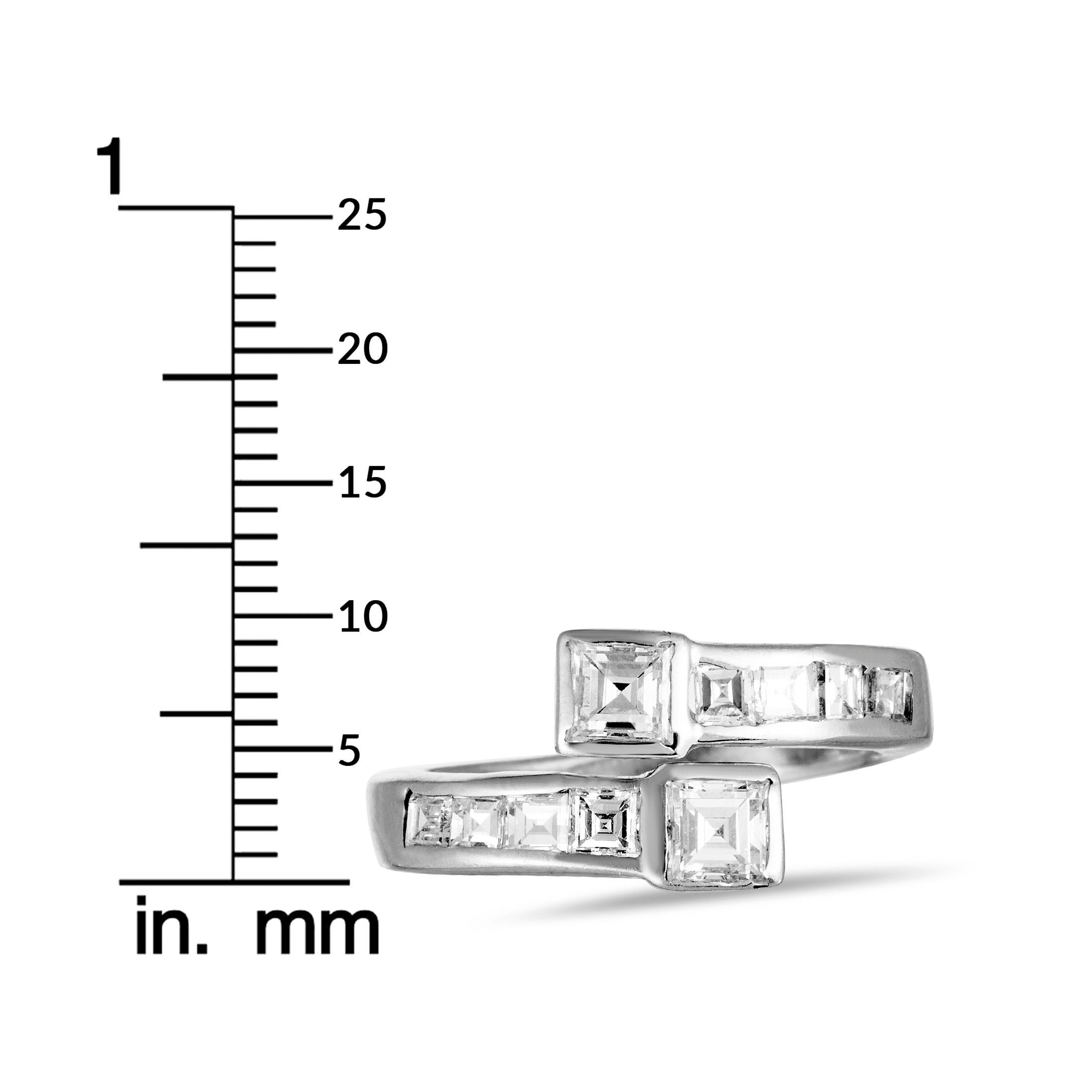 Diamond Invisible Setting White Gold Bypass Ring 2