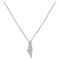 Collier en or blanc 14 carats avec diamants, style carte d'Israël