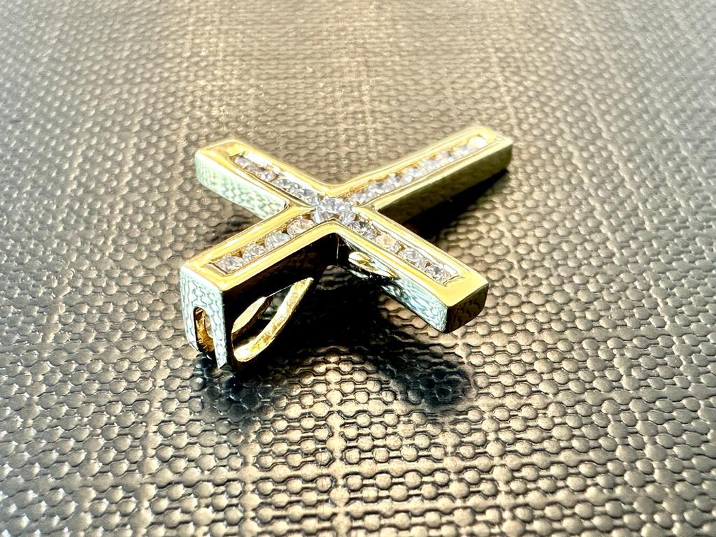 Diamond Italian Cross 18 Karat Yellow Gold 1
