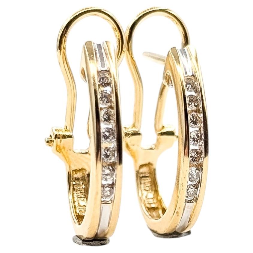 Diamond J-Hoop Earrings in 14k Yellow Gold