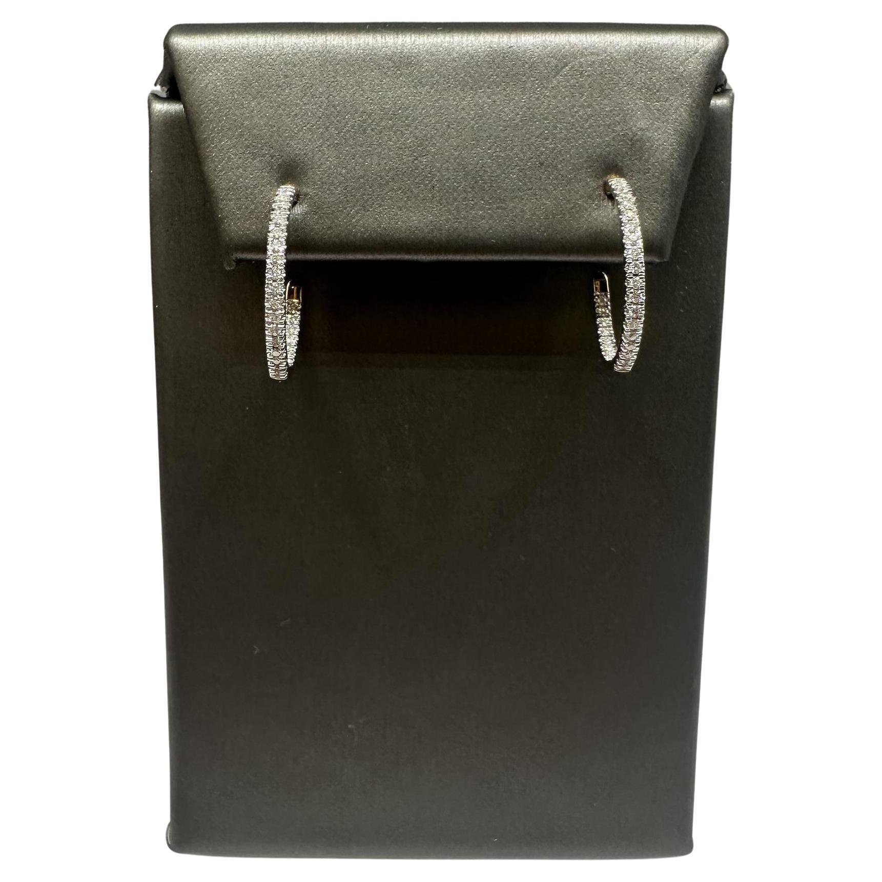 Diamond J-Hoop Earrings in 14kt Yellow Gold – 0.30ctw, 18mm, New