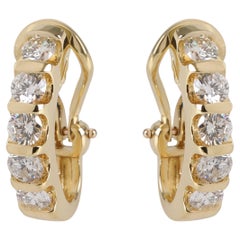 Diamond J Hoop Earrings in 18k Yellow Gold 1.5 CTW