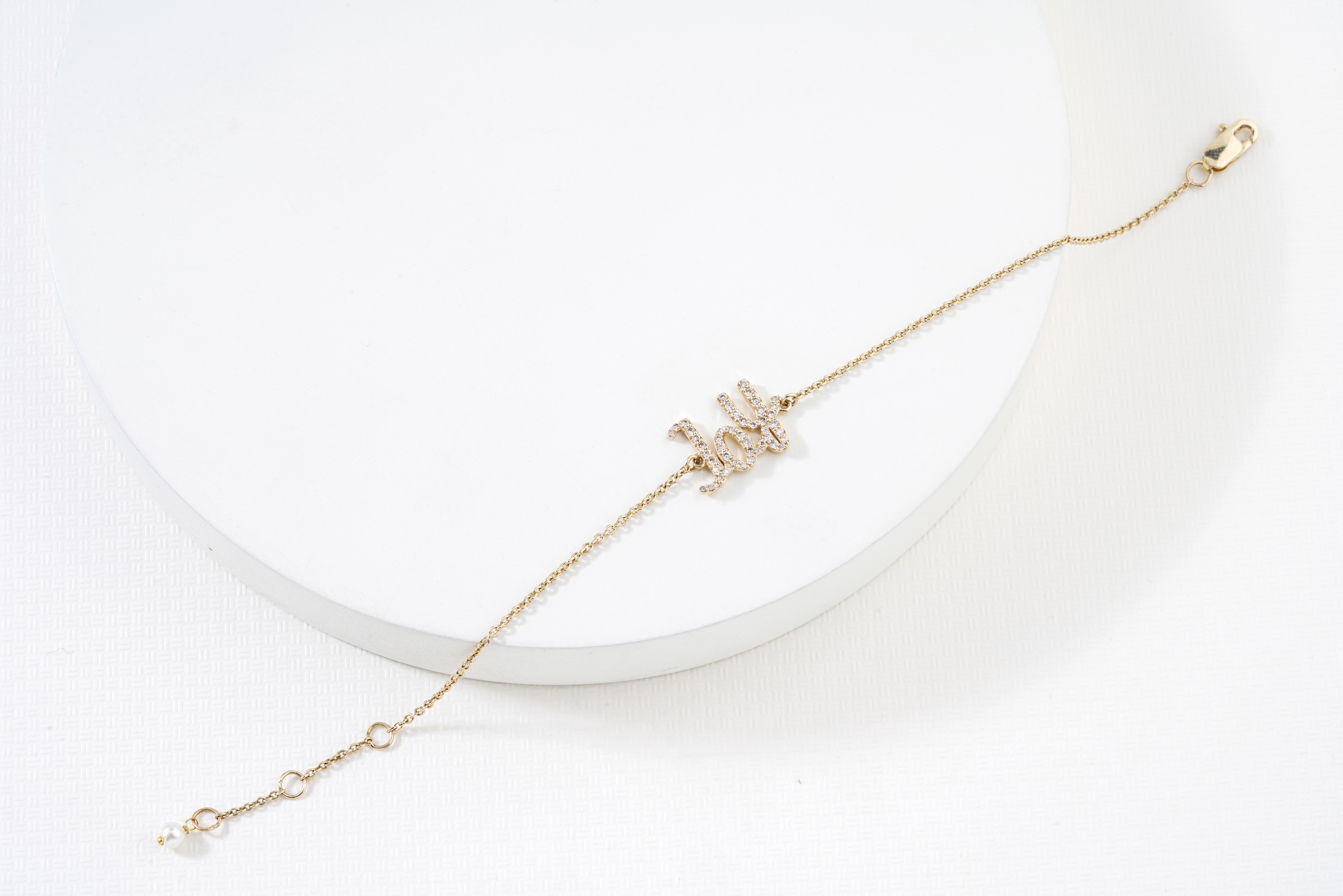 Art Deco Diamond Joy Charm Bracelet in 18k Solid Gold For Sale
