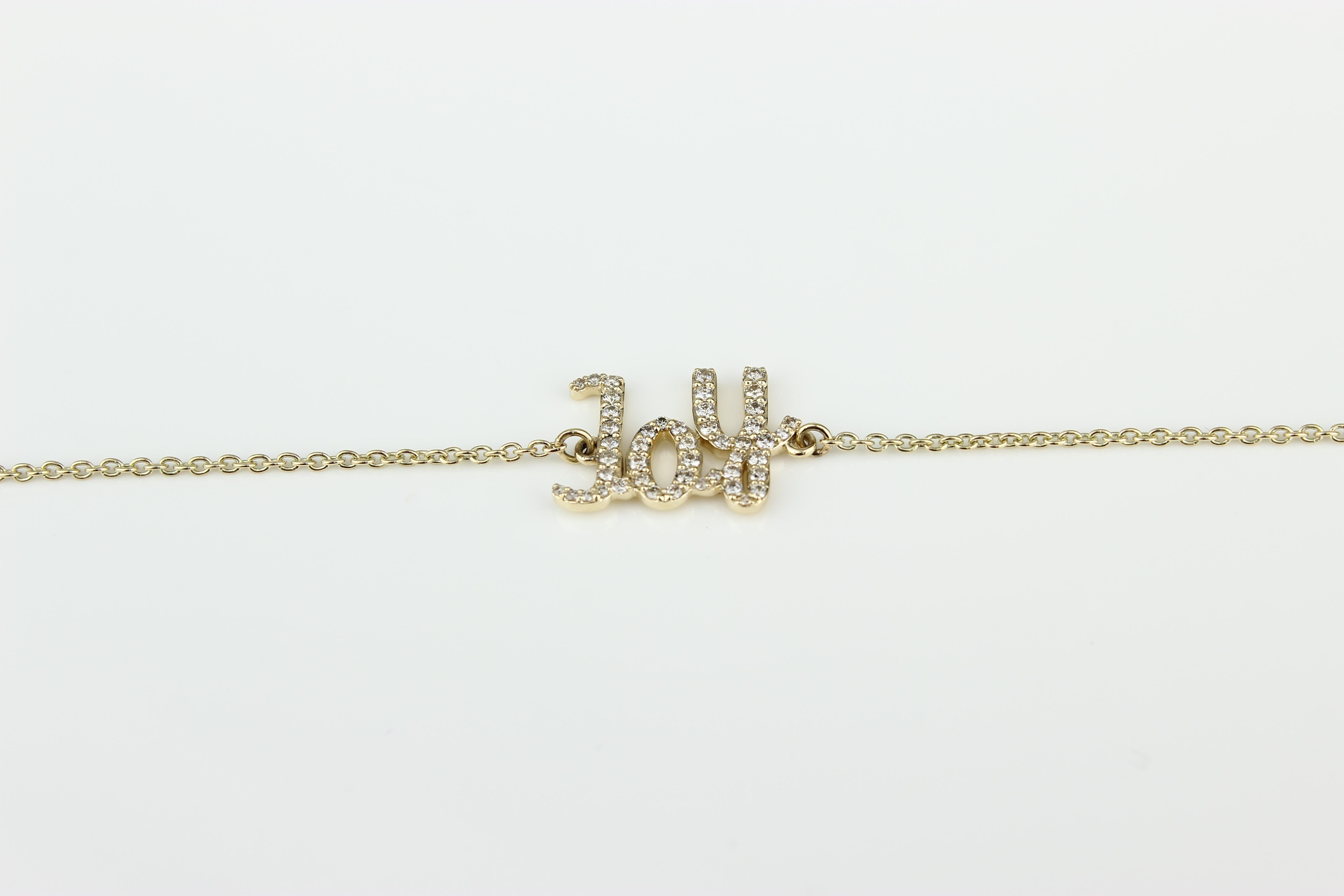 Brilliant Cut Diamond Joy Charm Bracelet in 18k Solid Gold For Sale