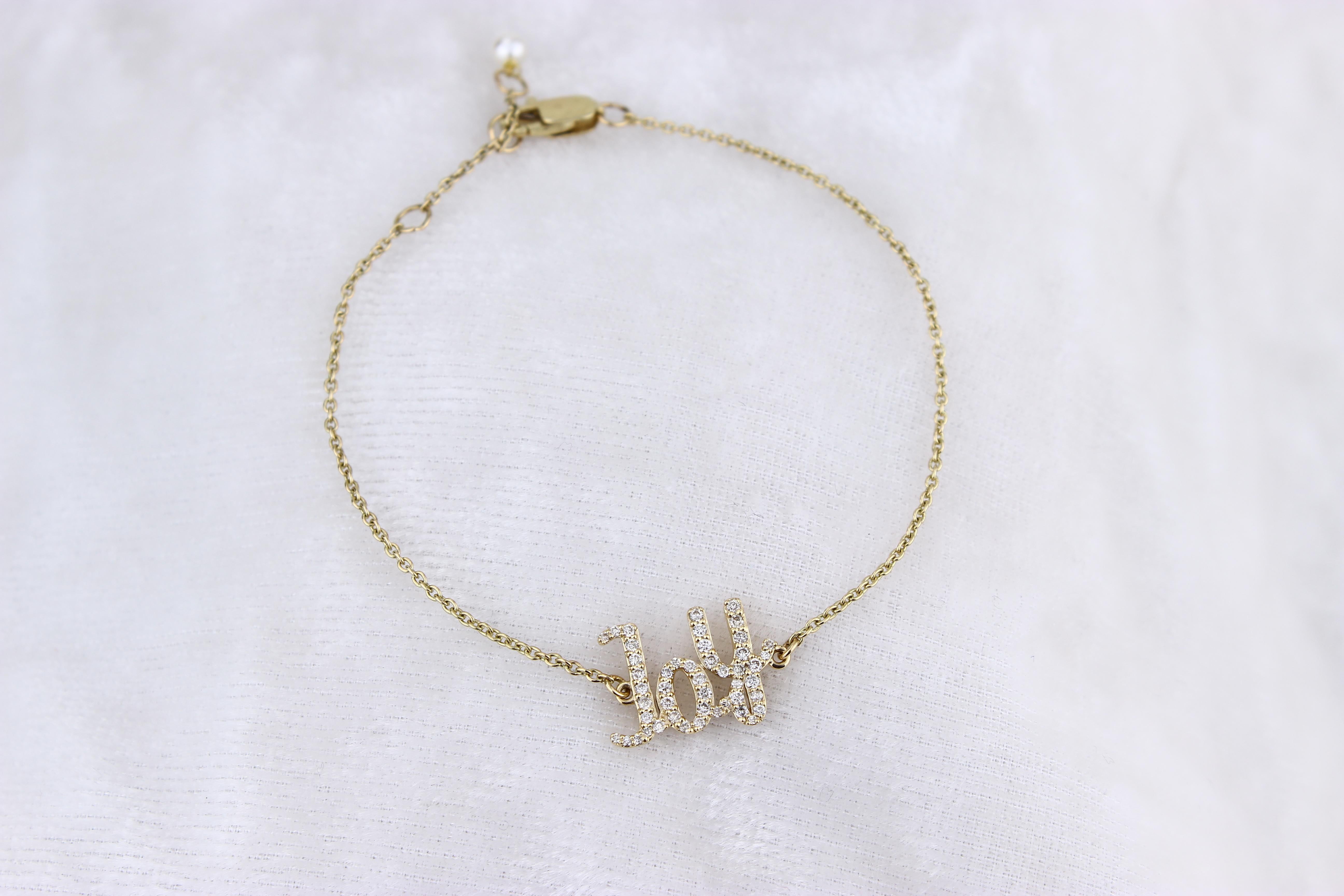 Women's Diamond Joy Charm Bracelet in 18k Solid Gold For Sale