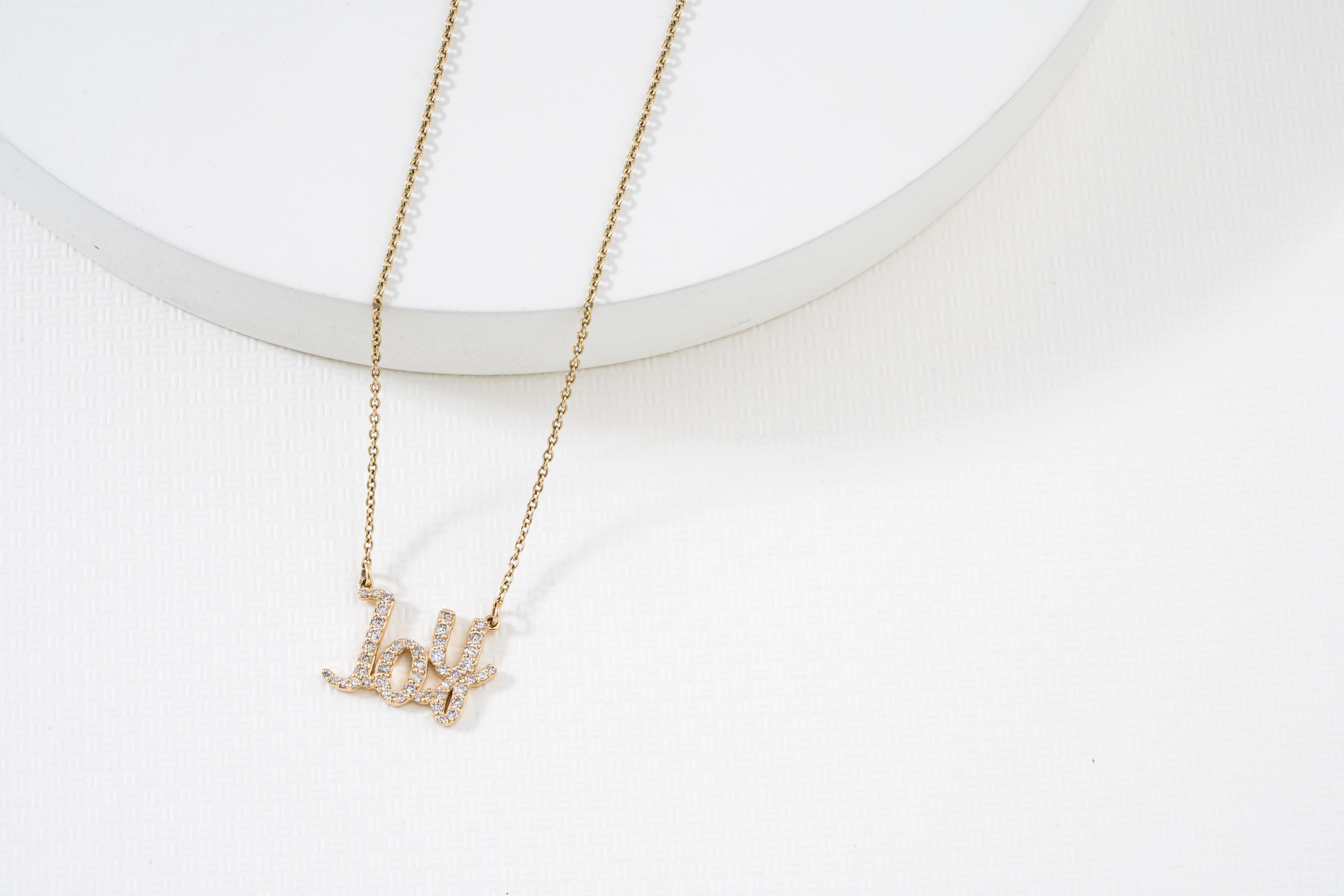Art Deco Diamond Joy Pendant Necklace in 18k Solid Gold For Sale
