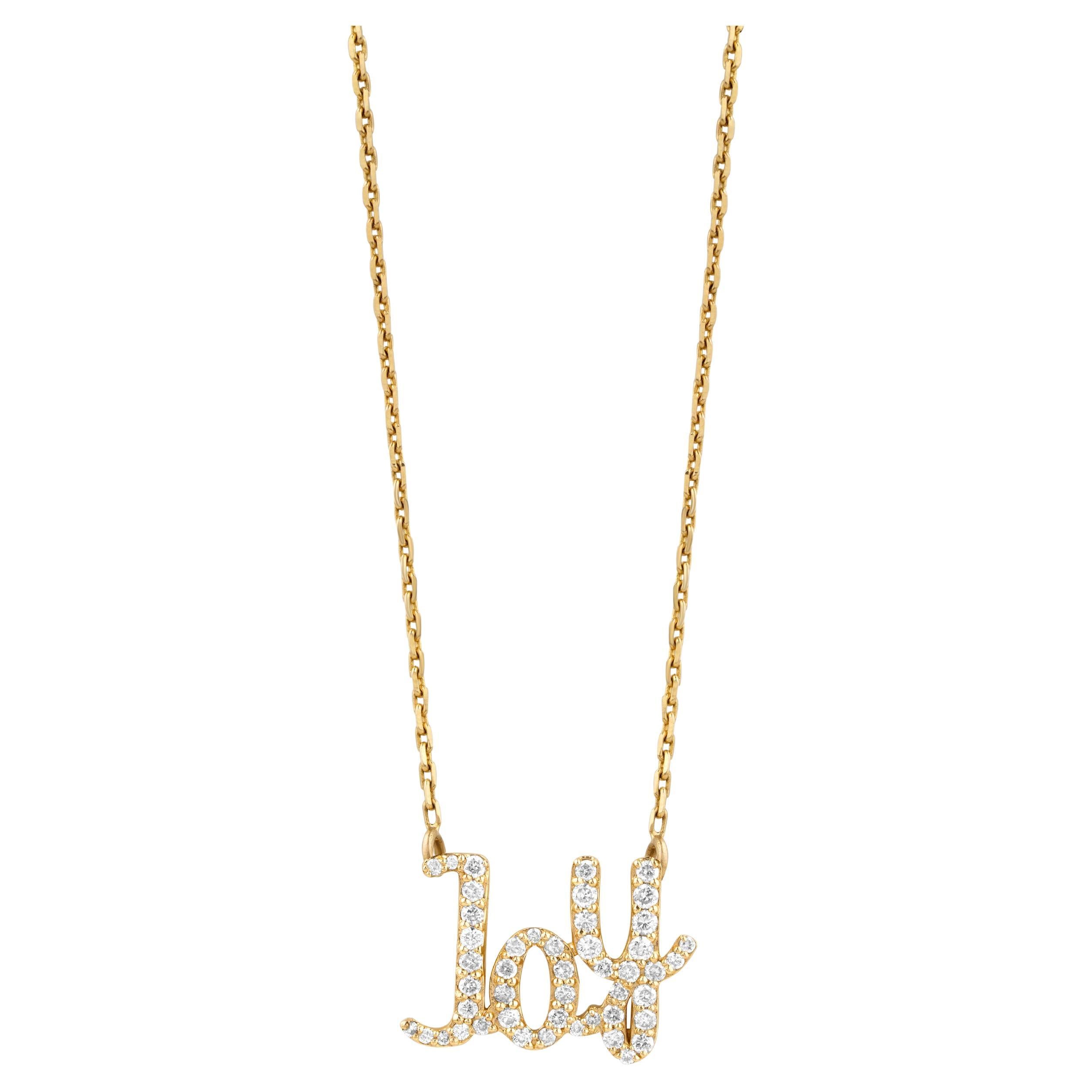 Diamond Joy Pendant Necklace in 18k Solid Gold For Sale