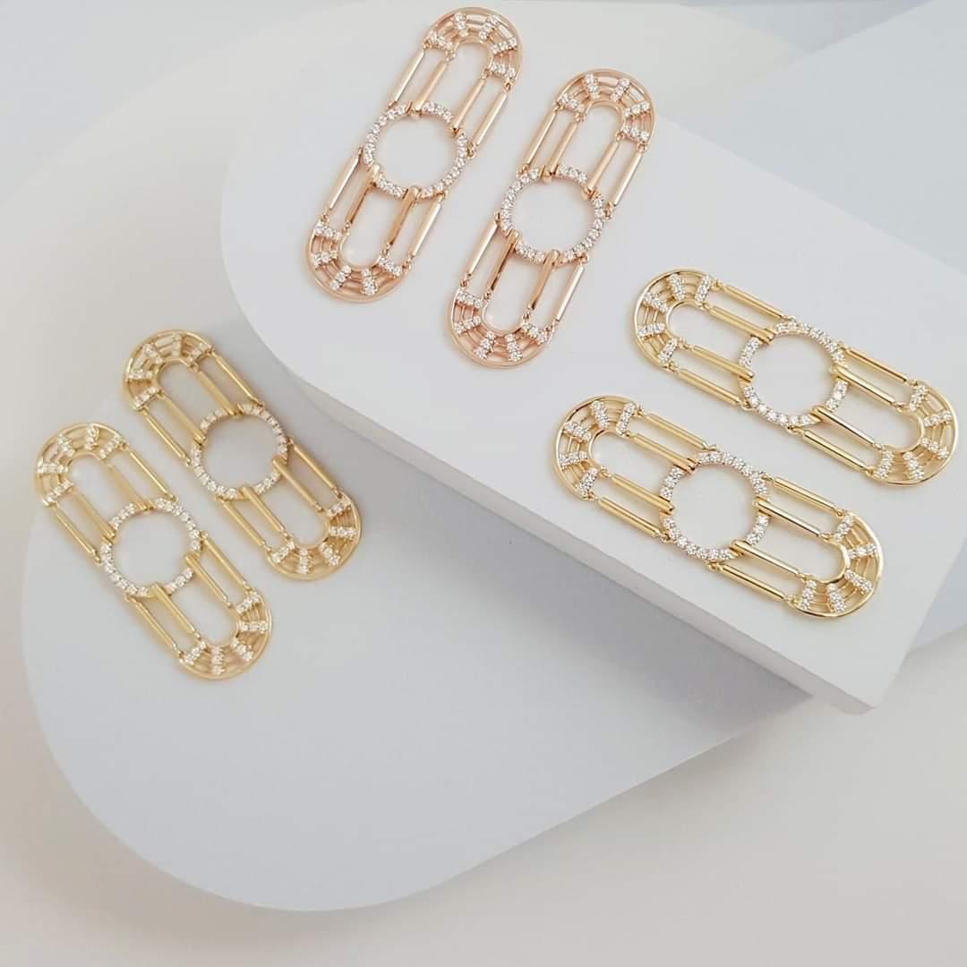 Diamond Kaleidoscope Earrings in 18K Gold Settings For Sale 1