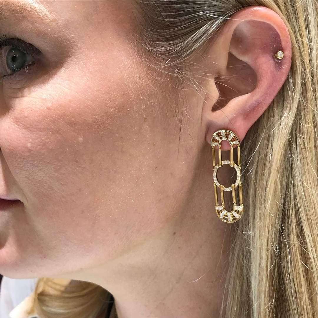 Diamond Kaleidoscope Earrings in 18K Gold Settings For Sale 2