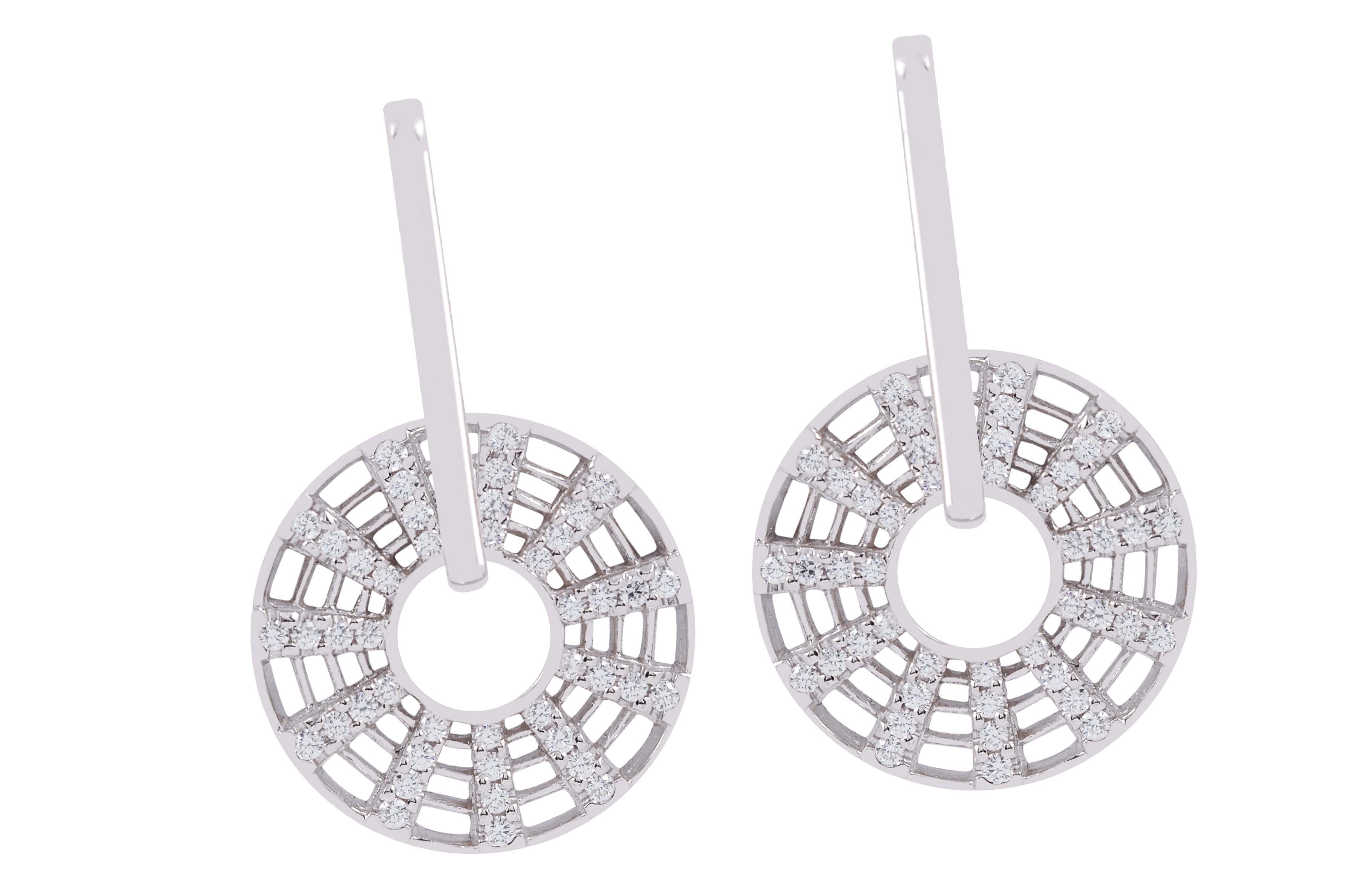 Women's Diamond Kaleidoscope Lattice Earrings in 18K White Gold Settings For Sale
